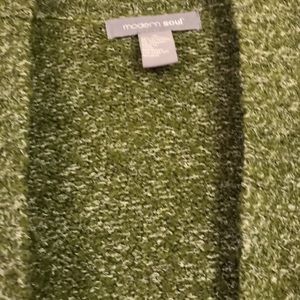 Modern Soul Sweaters - Green and white Modern Soul open-front sweater 1X Modern Soul Sweaters - Green and white Modern Soul open-front sweater 1X